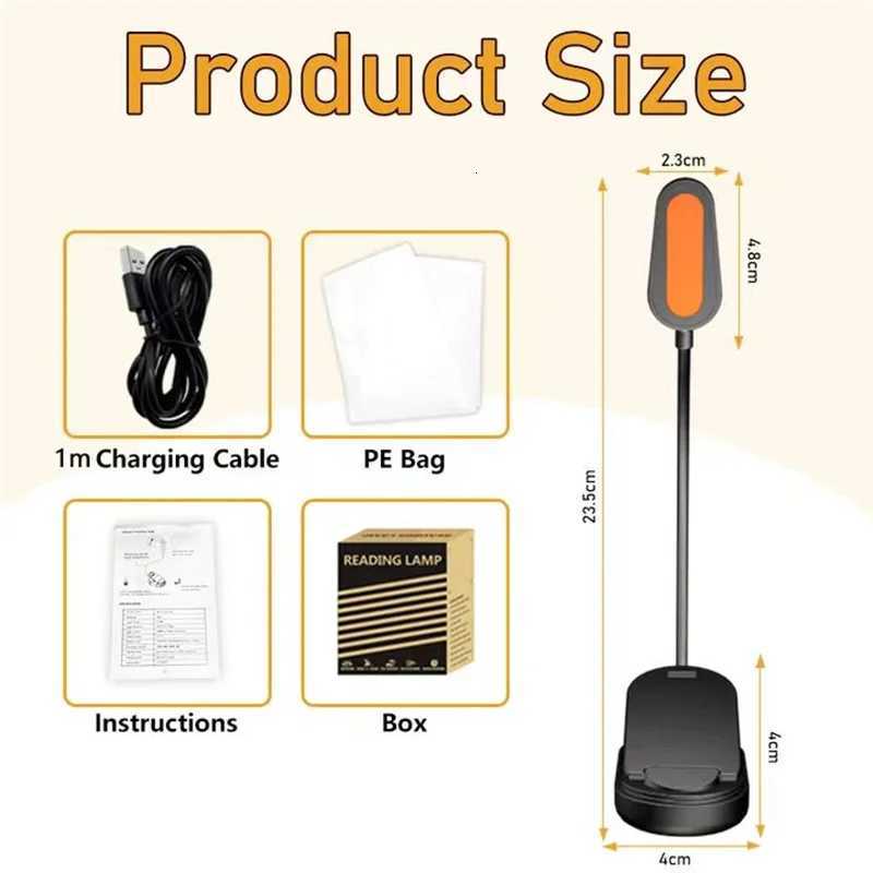 amber book light for nighttime reading clip-on USB type-C rechargeable LED reading lamp table lamp blue light blocking for children XJ250725