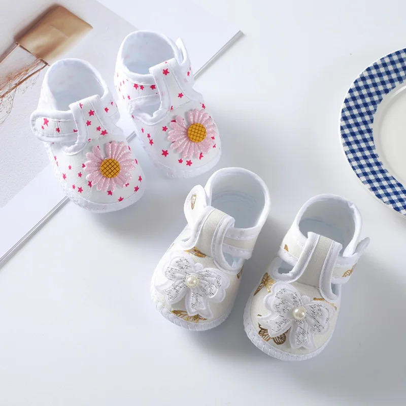 Baby Girl Shoes Cute Floral Bow First Walkers Soft Sole Crib born Toddler Shoe Infant Girls Shoes 250725