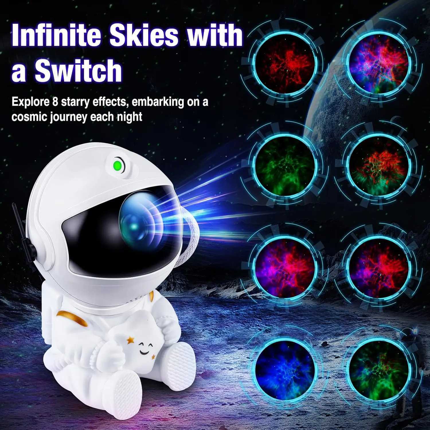 Star Projector Galaxy Night Light Astronaut Space Projector Starry Nebula Ceiling LED Lamp for Bedroom Home Decorative a gift for kids. XJ250725
