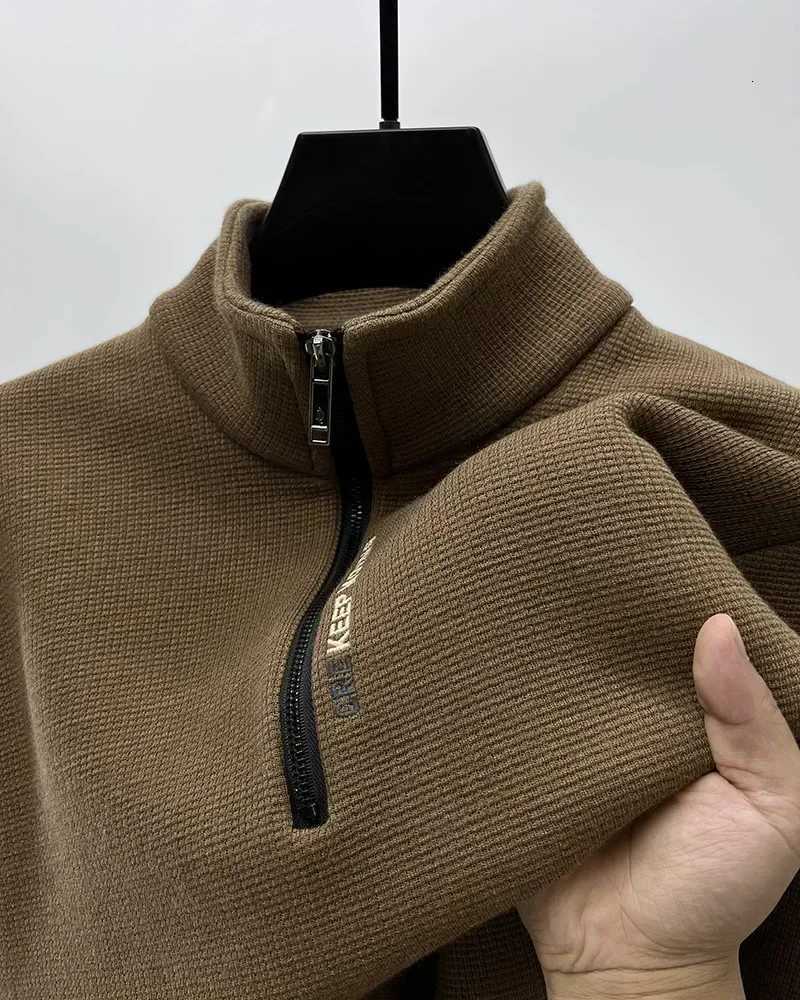 Mens CloTHing TurtleneCK Sweater Fashion Mens Knitwear Solid Color Chunky Half Zipper THiCKening Sweater Warm Sweater Z250725