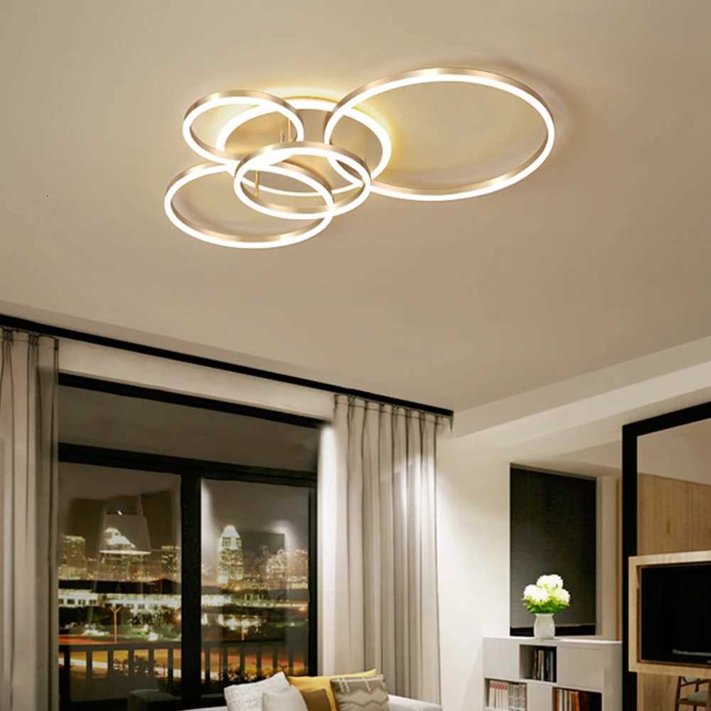 Modern Chandelier Led Circle Ring Ceiling Lights for Living Room Bedroom Study Room Ceiling Lamp Black/White/Golden Pendant Lamp XJ250725