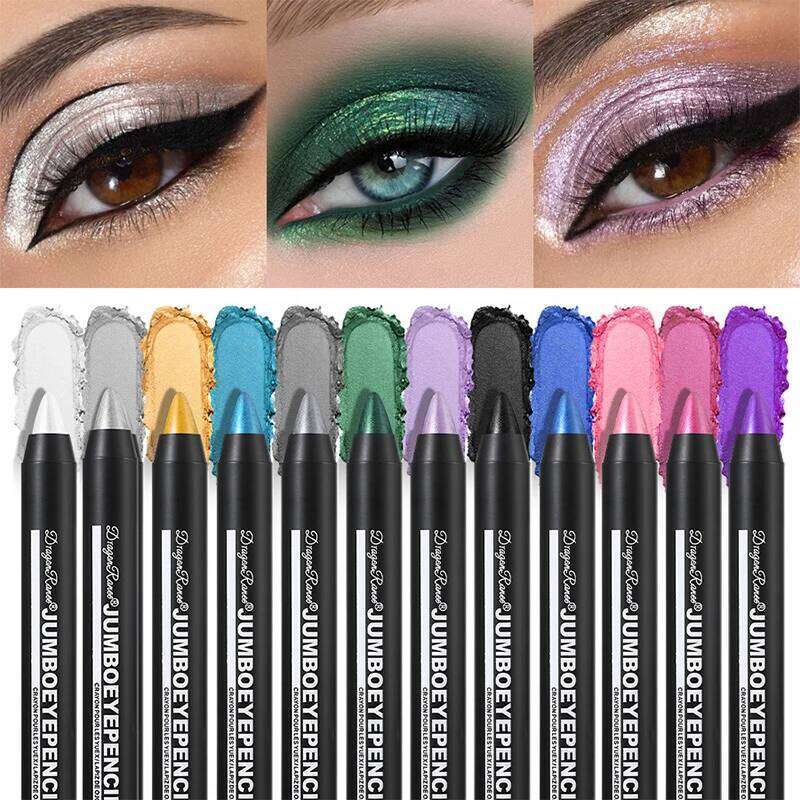 12 Colors Smoky Eyeshadow Pencil Stick Waterproof Pearlescent Metallic Glitter Long Lasting Eye Shadow Highlighter Makeup Tool X25072