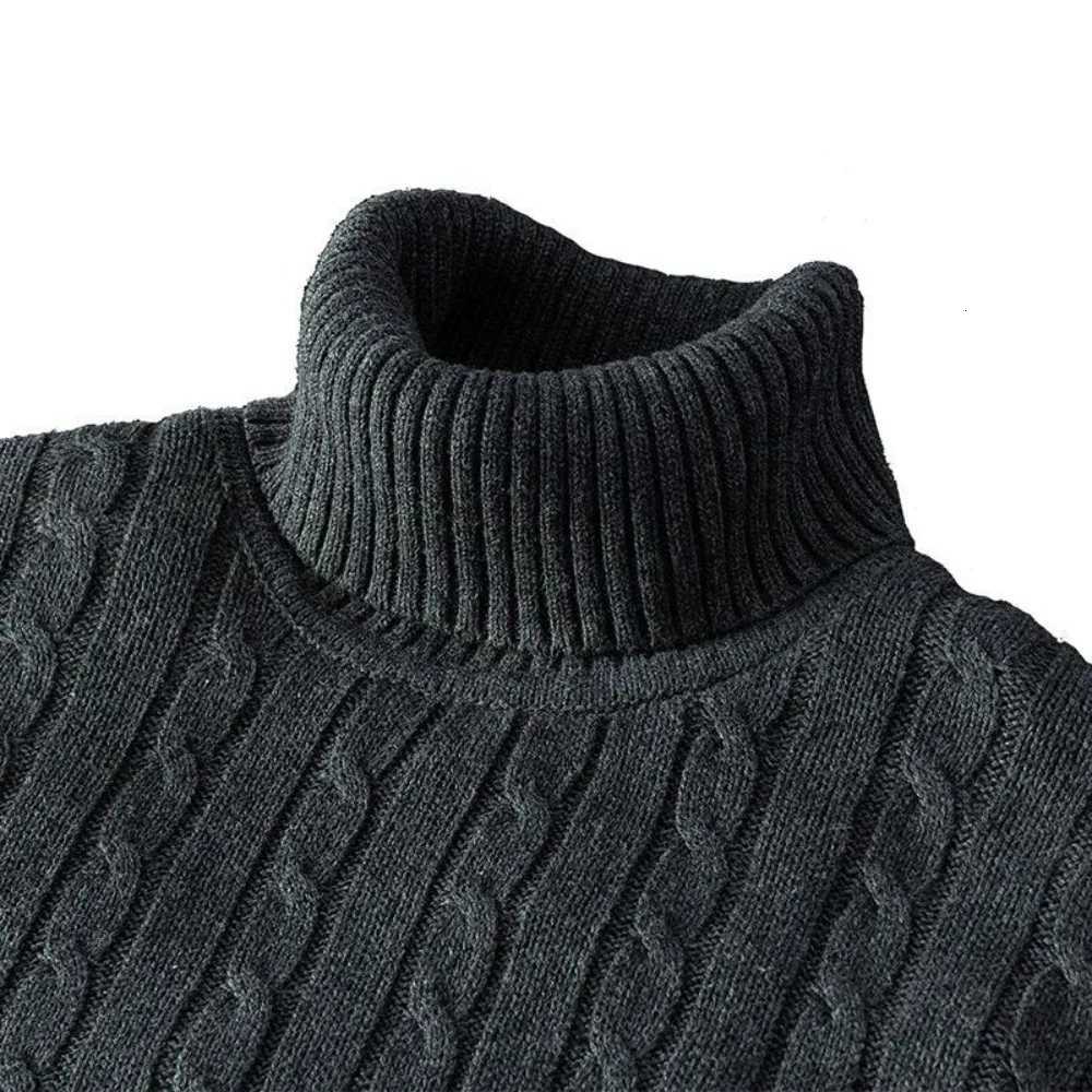 New Mens Turtleneck Sweater Solid Color High Neck Pullover Knitted Sweaters Casual Elastic Sweatwear Mens Fall Winter Z250725