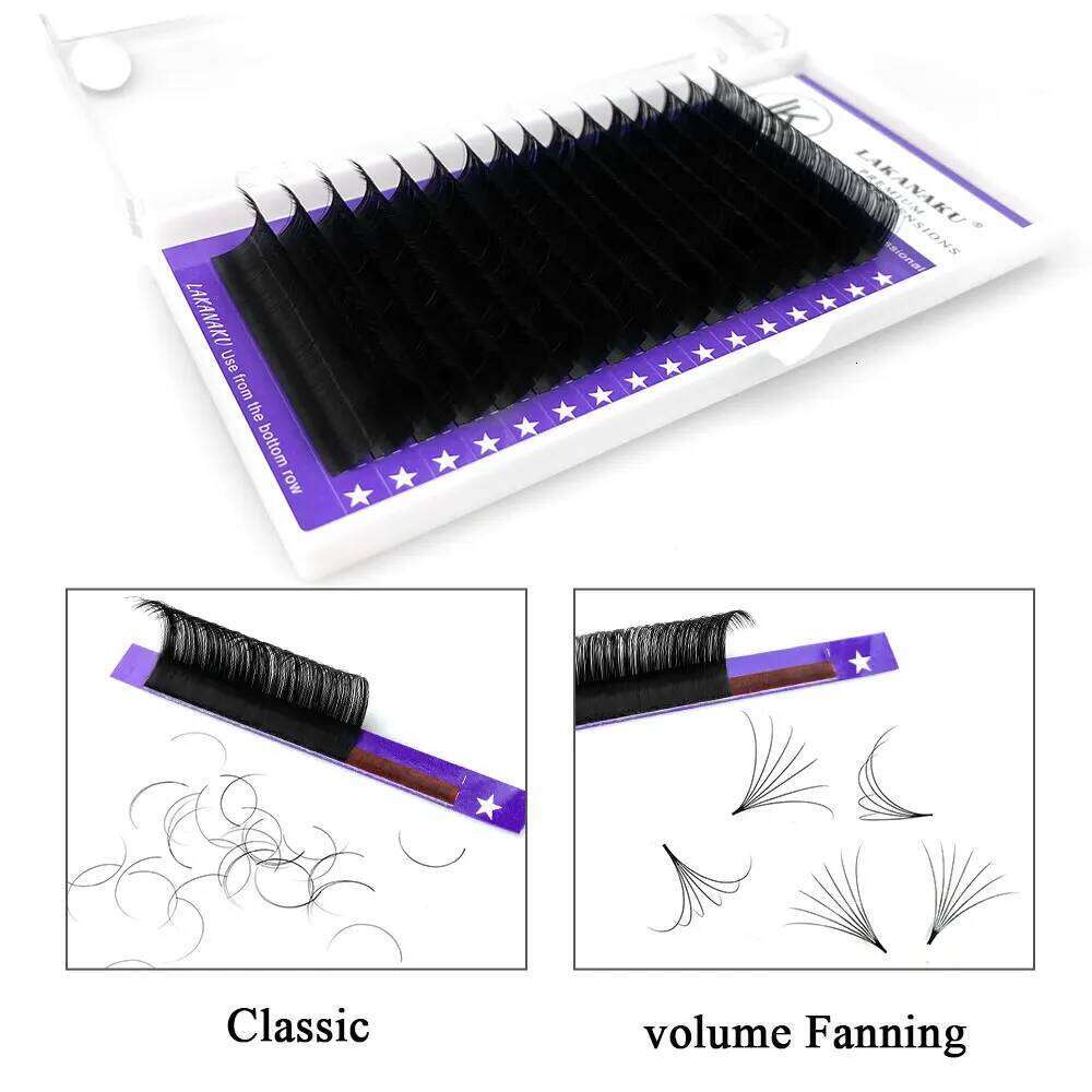 LAKANAKU Natural Premium Volume Extensions Handmade Mink Eyelash Private Label Makeup Individual Lashes X250725