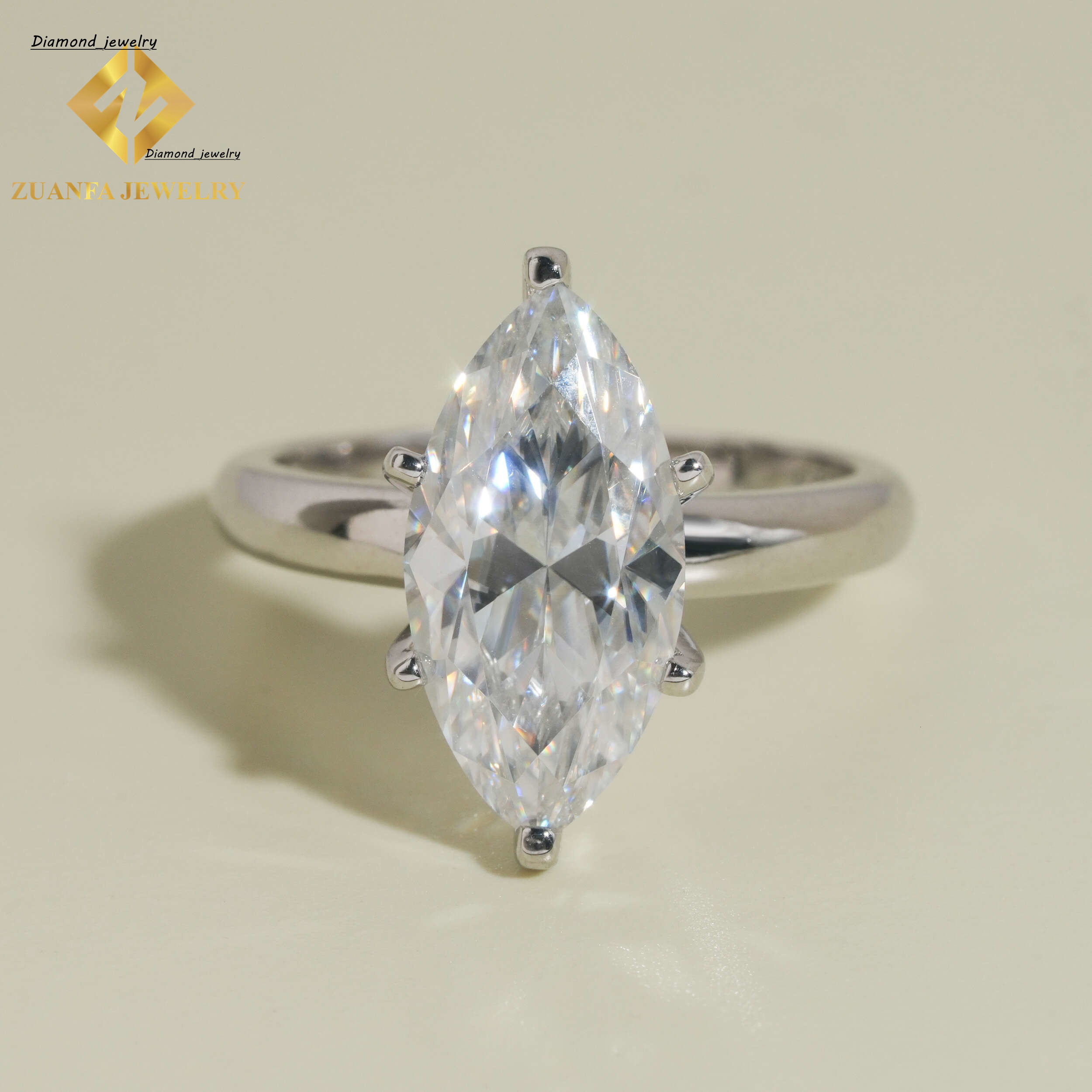 Pass Diamond Tester Marquise Cut 925 Sterling Silver VVS Moissanite Rings Jewelry Diamond Engagement Rings for Women