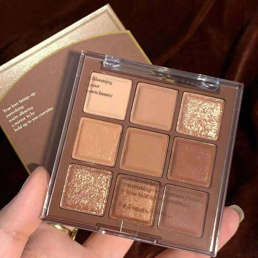 9 Colors Glitter Eyeshadow Pearlescent Matte Earth Color Acrylic Eye Shadows Palette Waterproof Korean Makeup Cosmetics