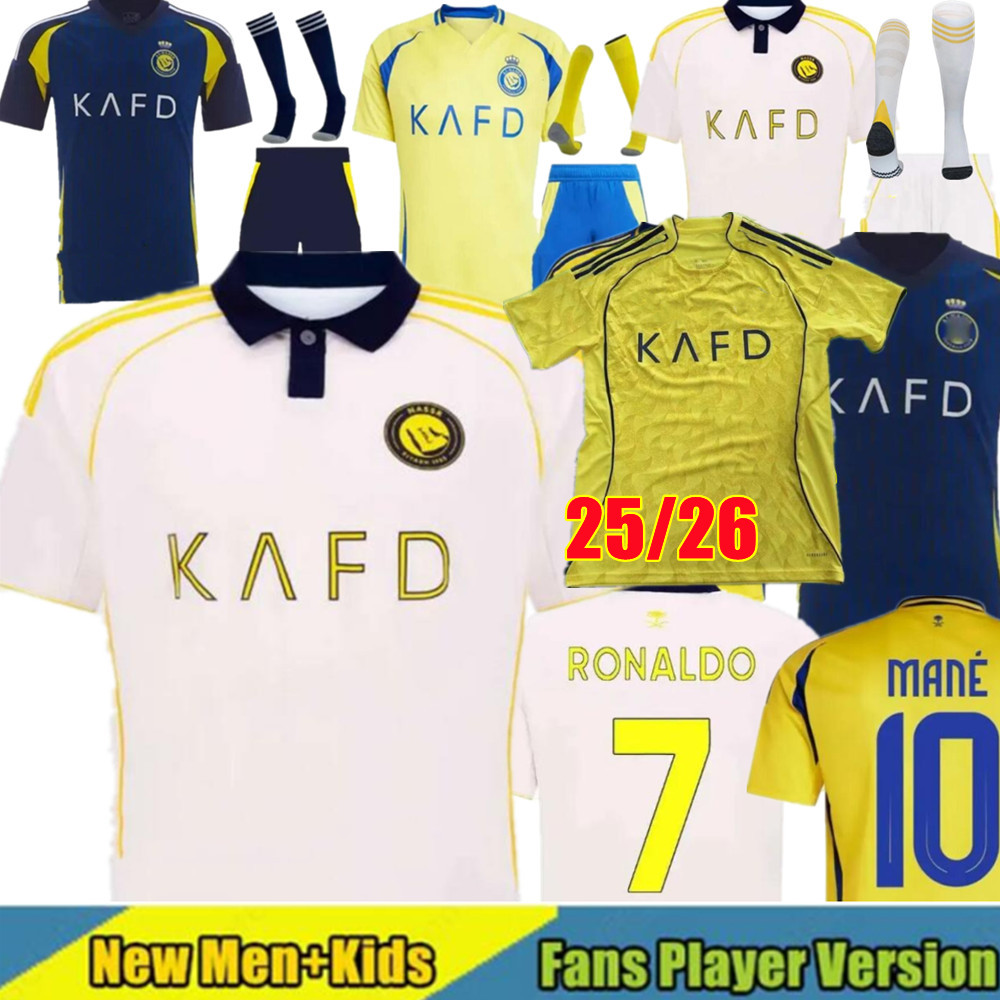 25 26 Al Nassr FC soccer Jerseys RONALDO MANE 2024 2025 2026 Home third away CR7 Mane Gonzalo Fofana Martinez Talisca BROZOVIC YAHYA men kids kit player Football shiirt