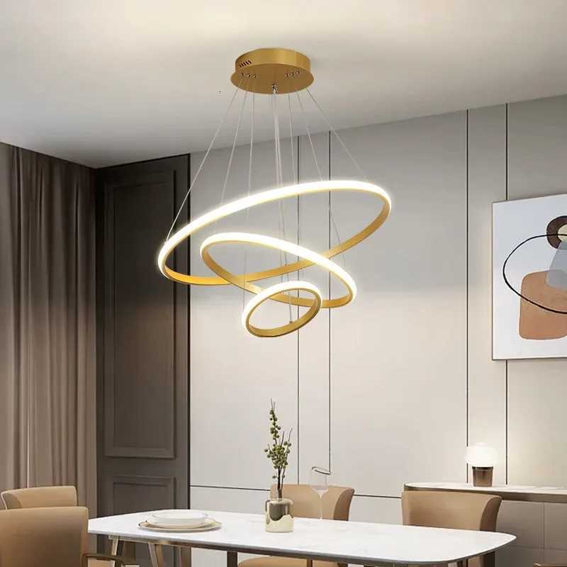 Modern LED Dining Room Chandeliers 3 Rings Chandelier Living Bedroom Lights Home Indoor Lighting Decorative Pendant Lamps XJ250725