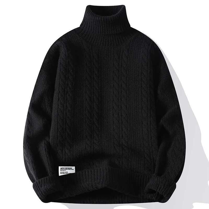 Autumn Winter Vintage Mens Turtleneck Sweater Solid Color Loose Casual Knitted Pullovers Men Youthful Vitality Knit Sweaters Z250725