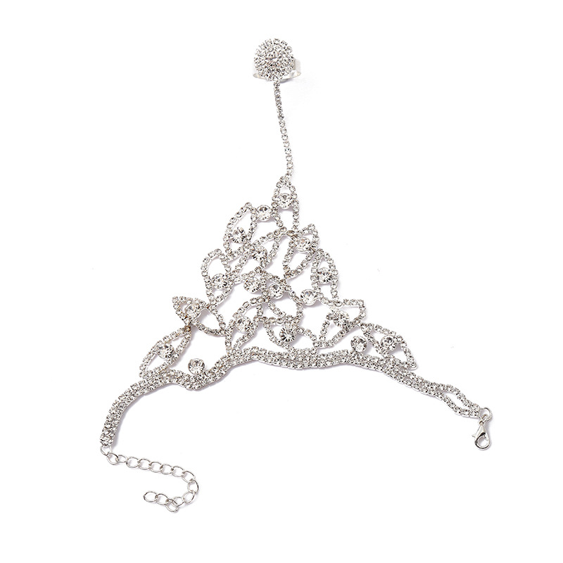 Silver Rhinestone Clove Ankle Bracelet with Matching Toe Rings - Fashion Accessory for Wedding Dancing & Beachwear