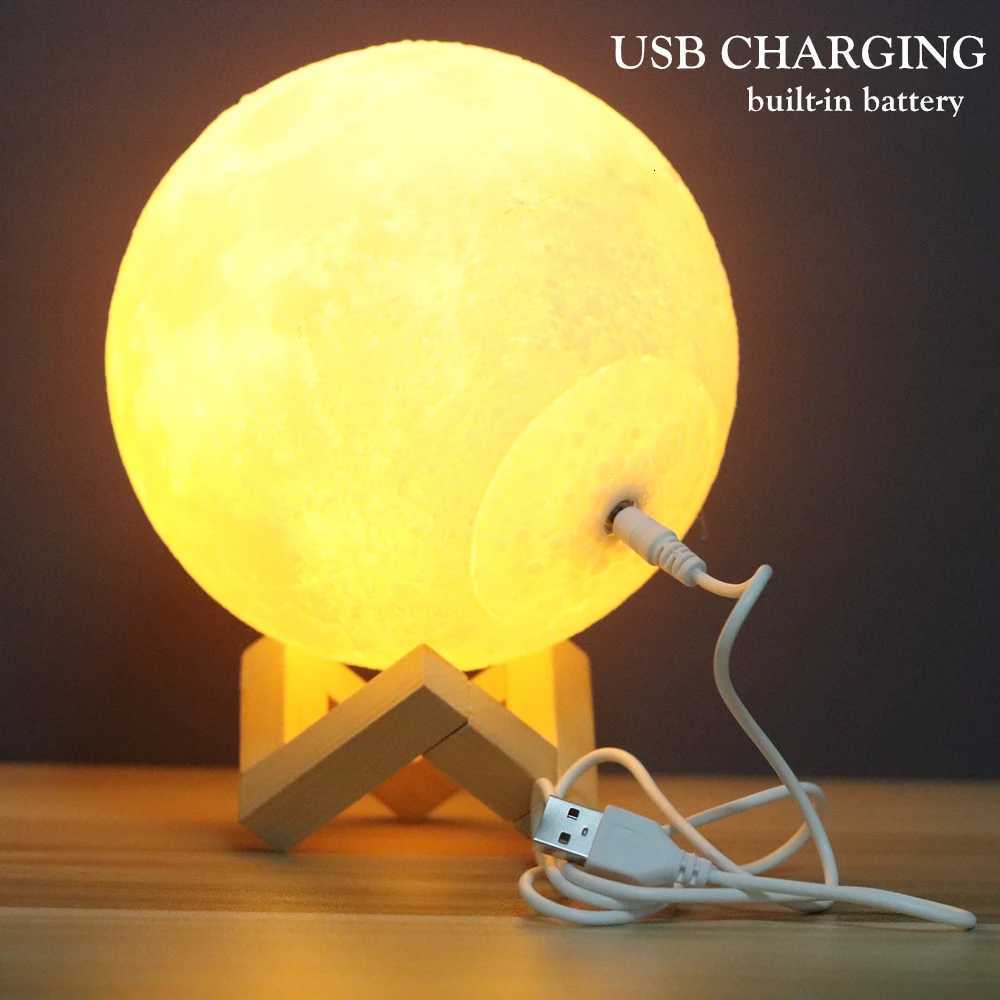 Moon Lamp Night Light 3D Print Moonlight Timeable LED Dimmable Rechargeable Bedside Table Desk Lamp Dropship XJ250725