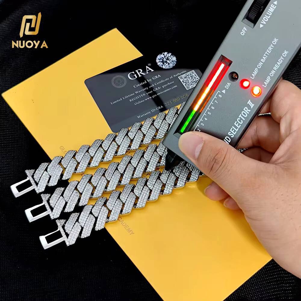 20MM Hip Hop Jewelry D Color VVS1 Diamond Moissanite Cuban Link Bracelet 925 Silver Cuban Link Chain Fashion Bracelet for Women