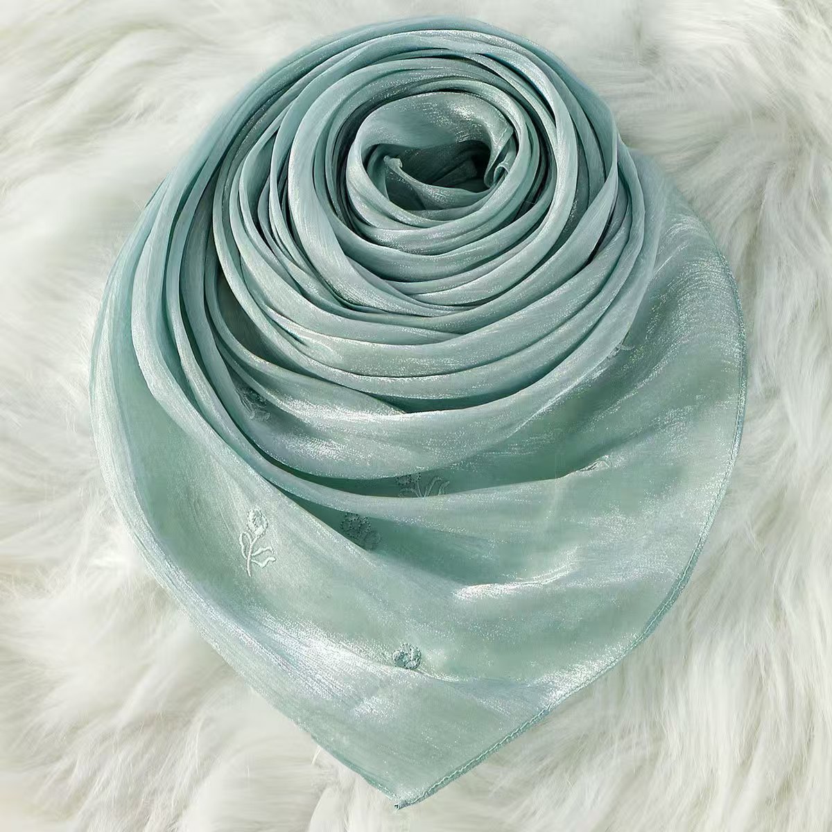 Y1312 New Rose Embroidery Chiffon Long Scarf All-match Fashion Thin Breathable Shawl Headscarf