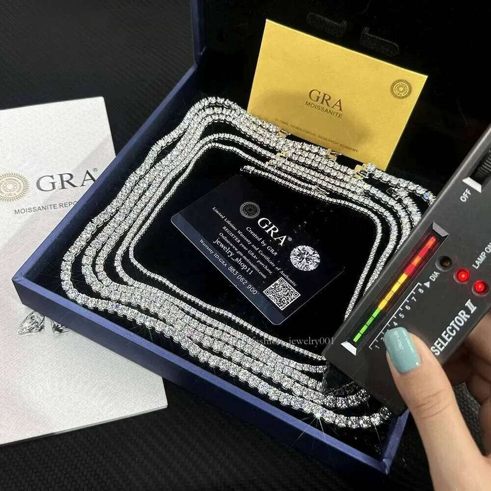 Hip hop GRA Jewelry Bracelet Certificate S 3MM 4MM 5MM 6.5MM VVS D Color Dia Moissanite Social Gatherings Tennis Chain Necklace