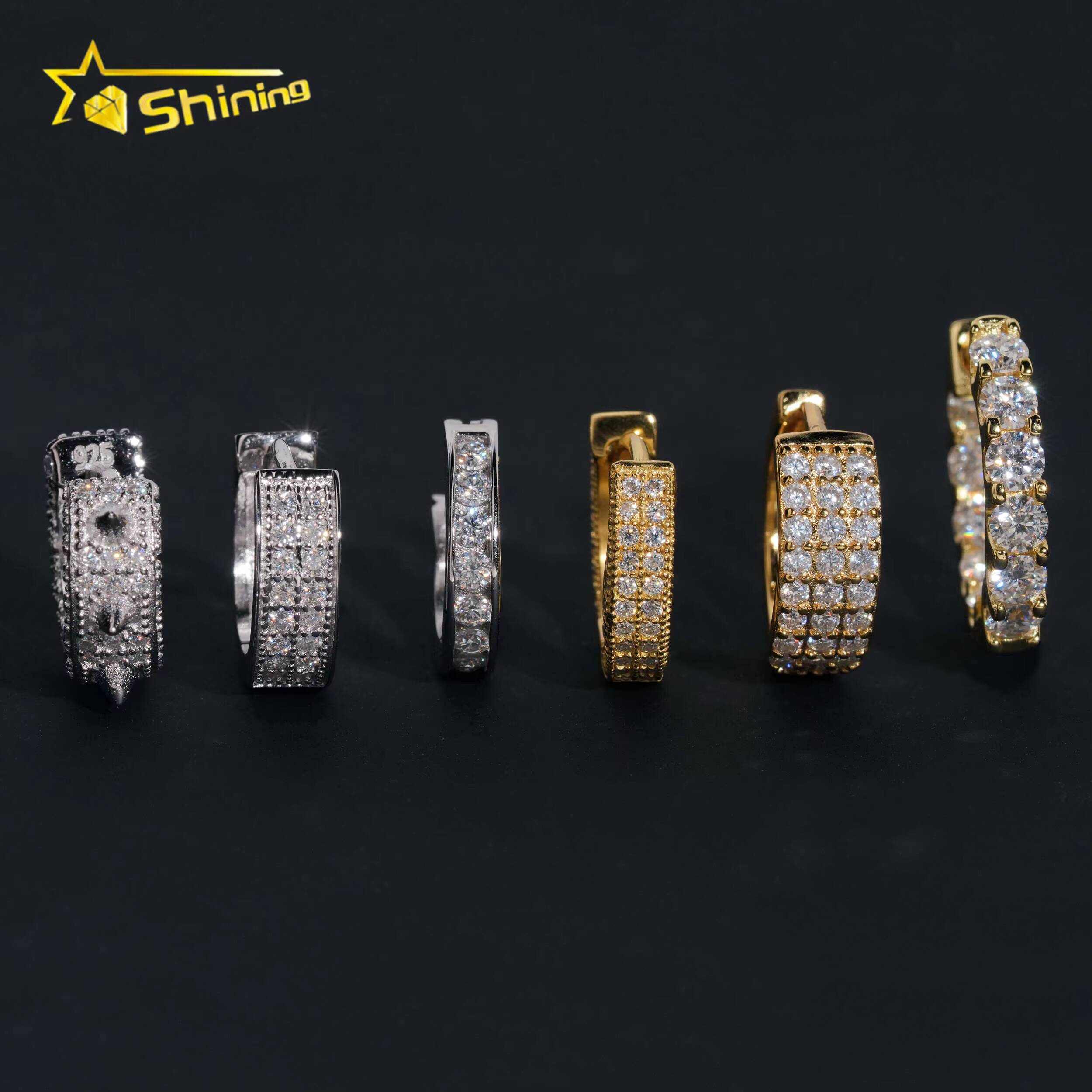 Fast Shipping Fashion Jewelry Silver 925 Earrings High Quality Iced Out Moissanite Earrings Custom Hoop Stud Earrings for Women