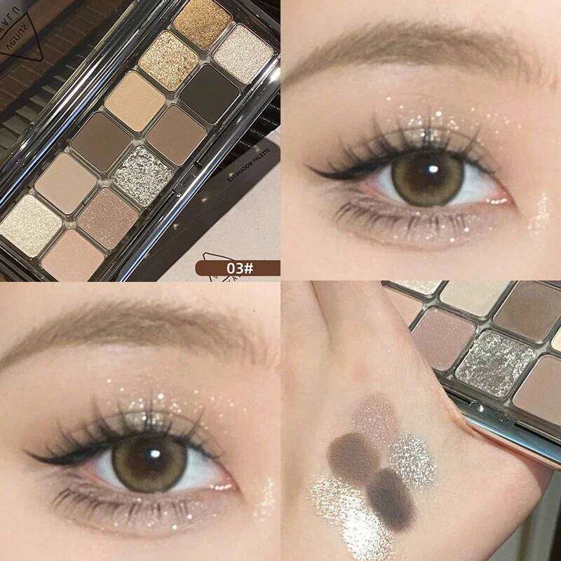 Newest 12-color Glitter Eyeshadow for Shiny Fashionable Makeup Cement Color Long Lasting Eye Shadow Palette Cosmetic