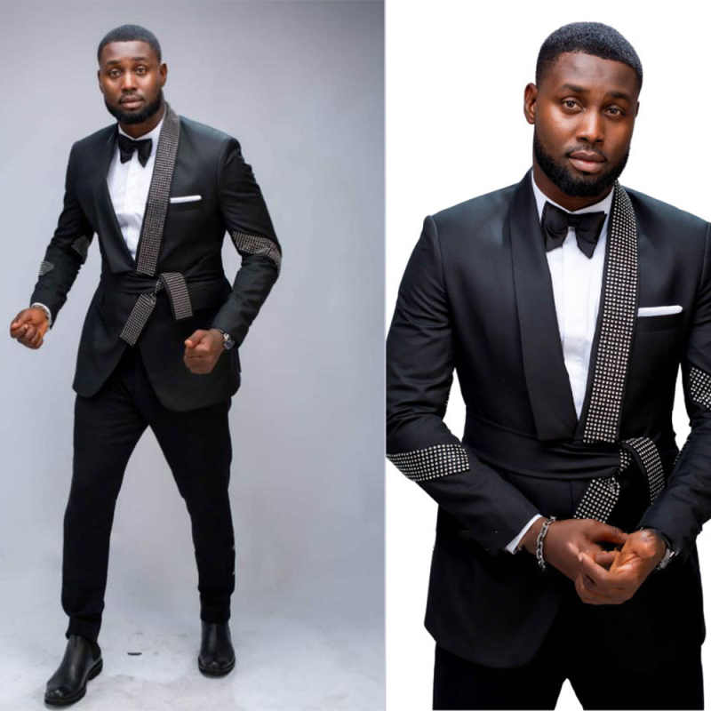 Luxury Jacquard 2 Pieces Men Suits One Button Shawl Lapel Tuxedo Slim Wedding Groom Prom Plus Size Costume Homme Bridegroom Tailor Made Coat Pants