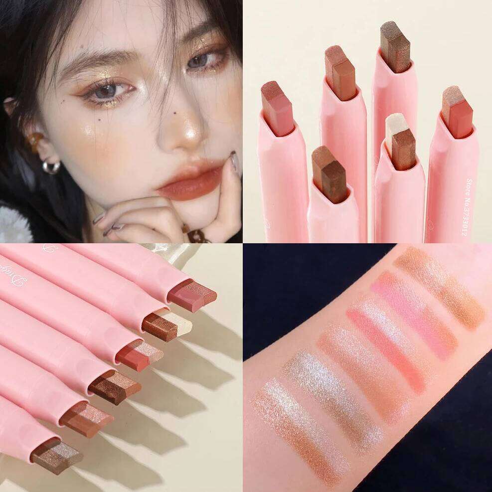 Metallic Grey Sier Eyeshadow Eyeliner Pencil Long-lasting Silkworm Highlighter Pen Two-color Shimmer Gradient Eye Shadow Stick X25072