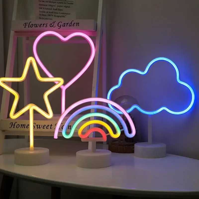 USB LED Neon Sign Light Holiday Flamingo Night Lamp Xmas Party Wedding Decoration Home Gift Cloud Heart Neon Light XJ250725