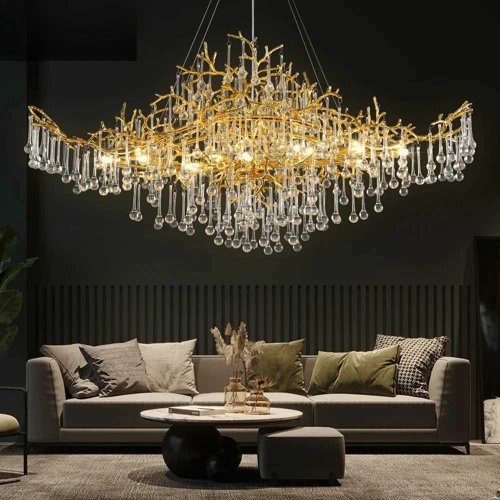 Modern Hanging Crystal Chandelier Dining Table Ceiling Branch Pendant Lights Scandinavian Chandelier for Living Room XJ250725