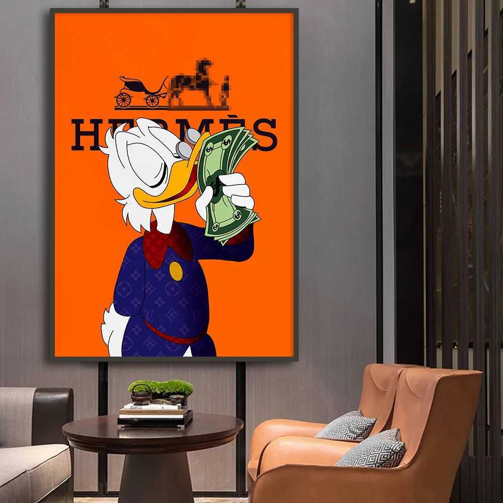 Scrooge McDuck Motivational Poster Modern Luxury Wall Art Canvas Painting Print Pop Pictures for Living Room Home Decor Paintings XJ250726