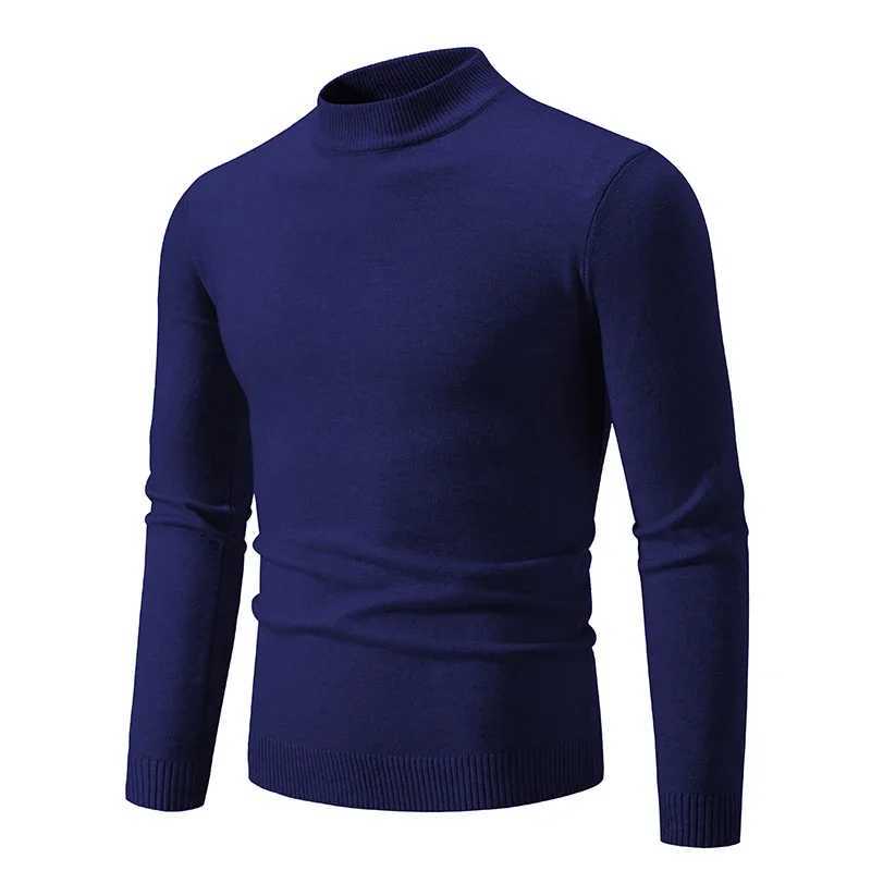 New Sweatwear Mens Half Neck Basic Solid Color Sweaters Round Neck Elastic Pullovers Warm Autumn Knitted Oversized Sweater Men Z250725