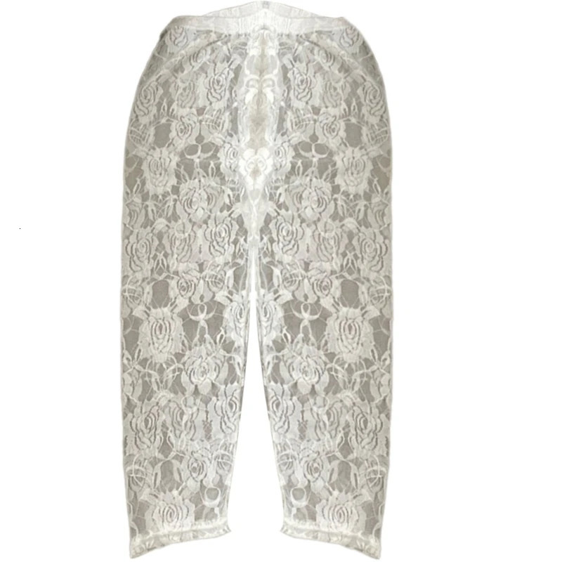 F42F Women Hollowed Out Mesh Shorts Cropped Pants High Waist Sheer s Leggings See Through Flower Lace Tights Underpant 250725