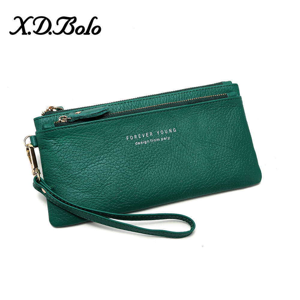 New Korean Style Long Wallet Top Layer Cowhide Large Capacity Zipper Clutch for Women B5 B5