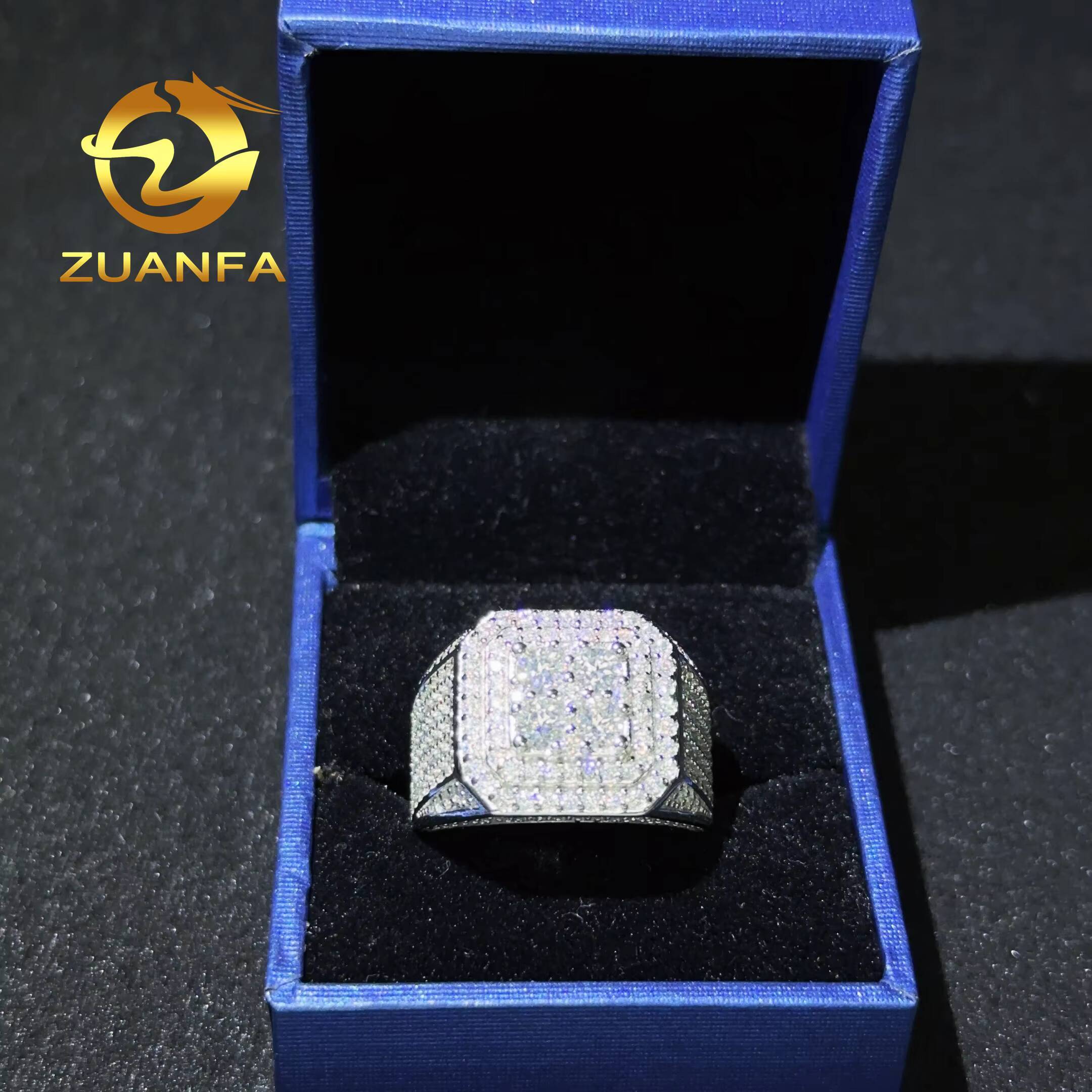 Hot Selling Trendy 10-Style Silver 925 Iced Out Rings Fashion Mens Gold Plated Bling Hip Hop Cuban Ring Moissanite Diamond