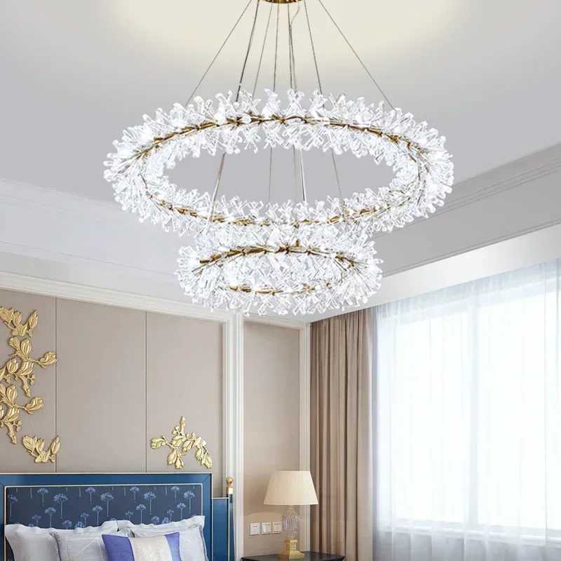 New Crystal Flower Ceiling Chandelier Led Luxury Indoor Light Home Decoration for Living Room Master Bedroom Restaurant G4 BulbXJ250725