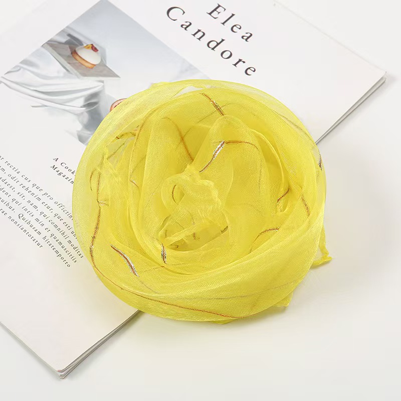 T1315 new style organza small square scarf pure color gold silk children's candy color all-match