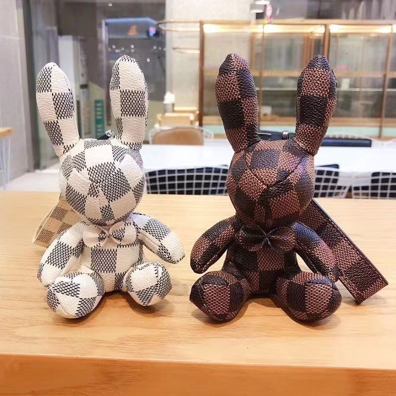 Leather rabbit chain Cute Doll Bag pendant fashion couple car key ring Z260130