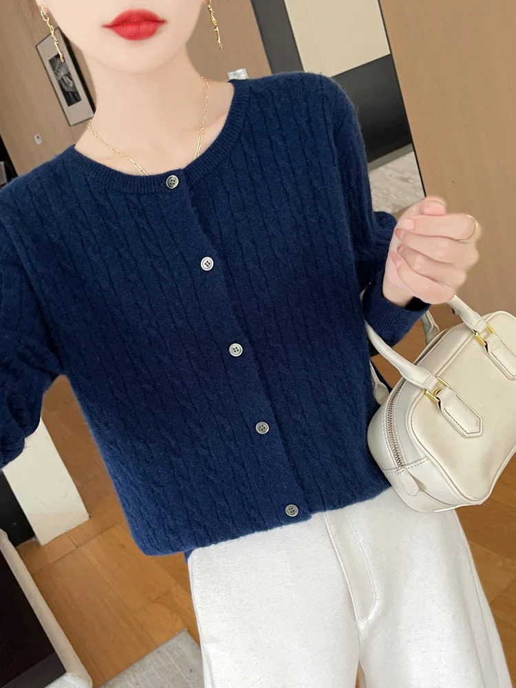 Early Autumn Boutique Knit Cardigan Round Neck Thin Casual Fashion Loose Comfortable Long Sleeve Cardigan For Women-ZD3001 250725