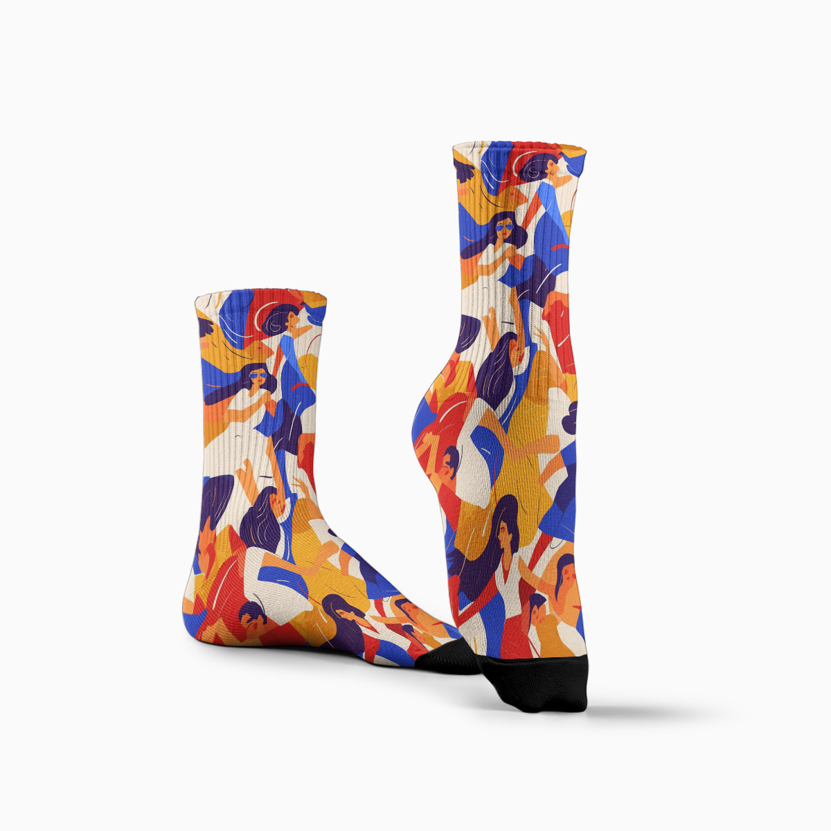 Vibrant Dancing Figures Unisex Tube Designer Socks C089
