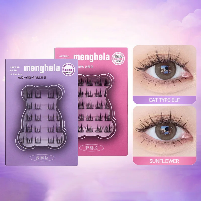 Menghela GlueFree False Eyelashes SolarFlower Style EasytoApply Segmented Clusters for Beginners FairyLike Lashes W 250714