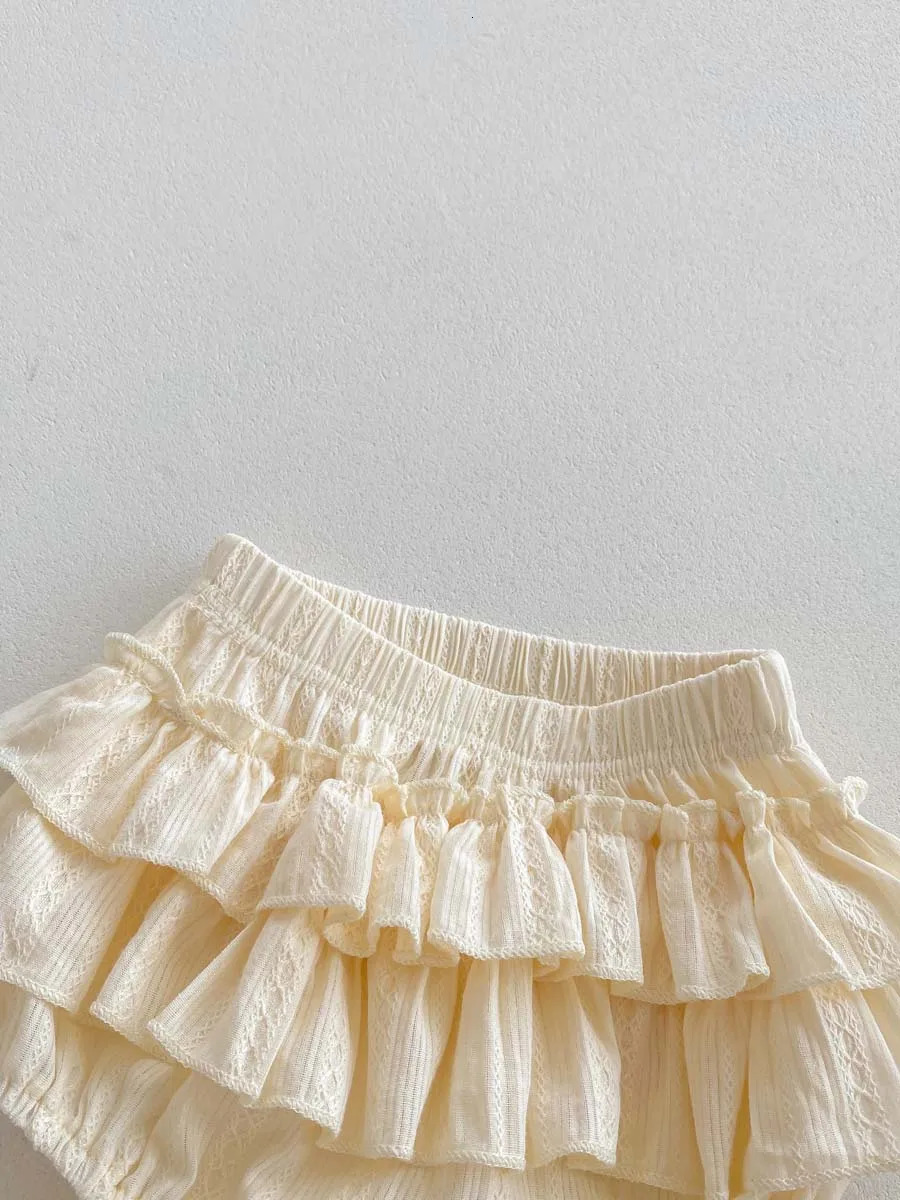 Korean Style Baby Blouses with Skirt 2pcs Sleeveless Ruffle Collar Tops Shorts Girl Princess Puff Sets 250725