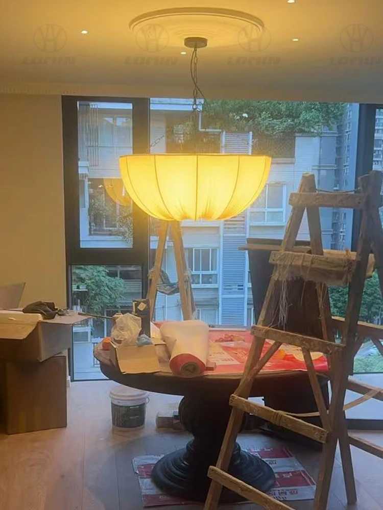 Nordic Modern Handmade Fabric Pendant Lights Rustic Natural Ceiling Lamp for Living Room Bedroom or Restaurant Cafe XJ250725