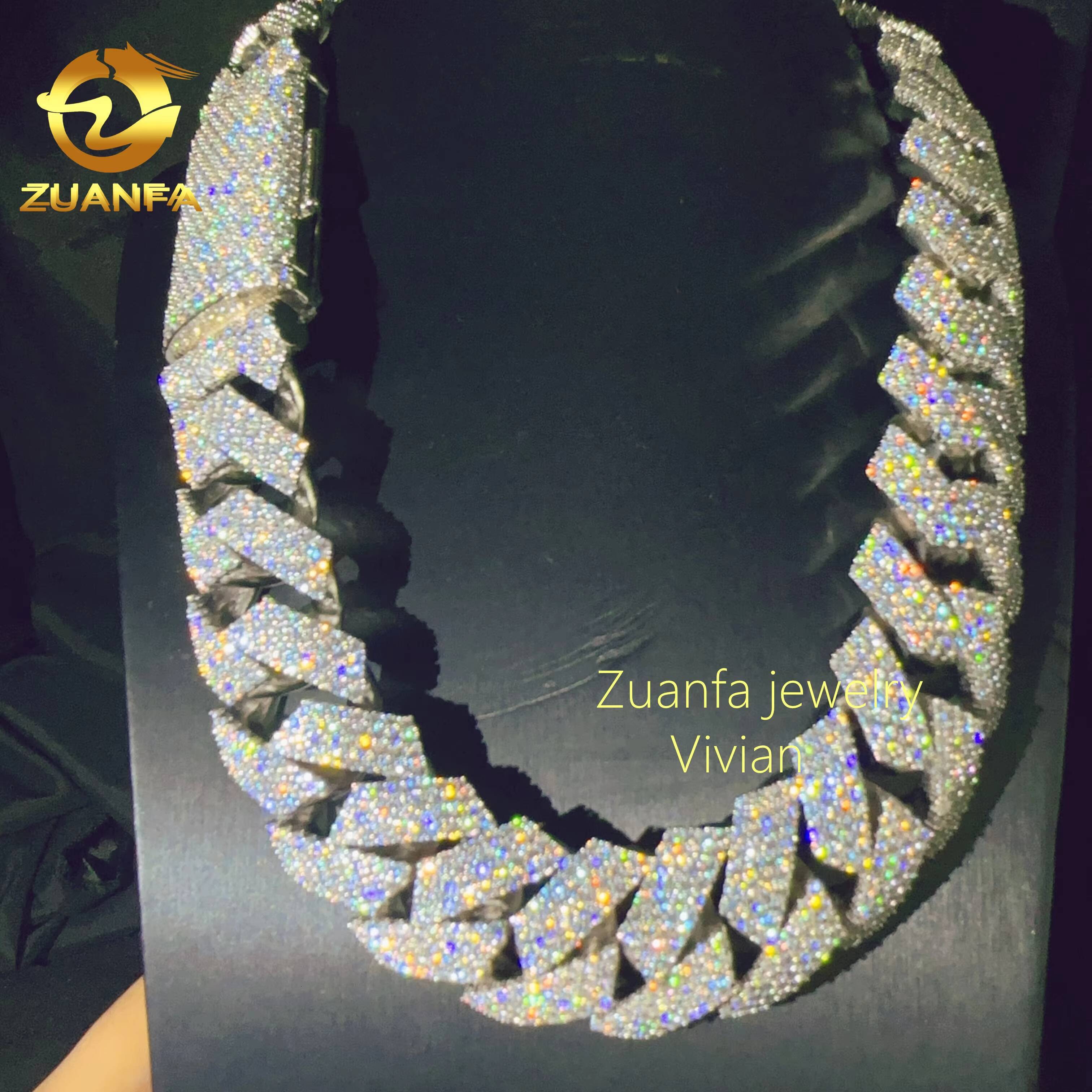 30MM LuxuryFine Jewelry Necklace Silver 925 Iced Out Hip Hop Miami VVS Moissanite Diamond Jewelry Custom Cuban Link Chain