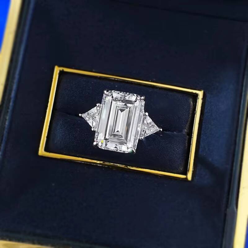 MEENOY Luxury Crushed Ice White Baguette Cubic Zircon Silver Fine Jewelry Fingers Ring for Women