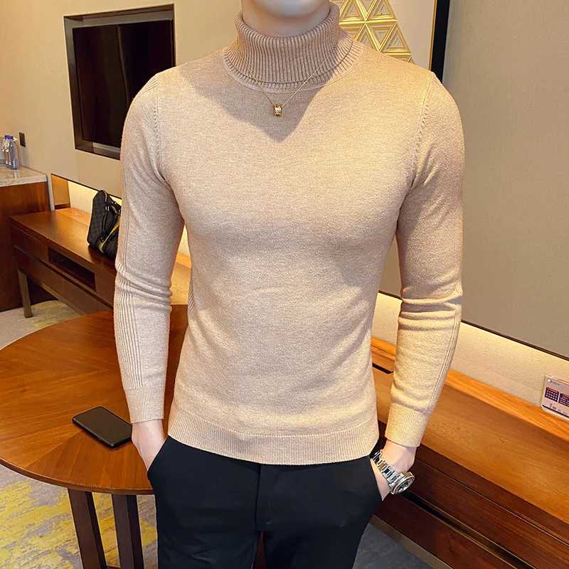 Turtleneck Sweater Men Clothing Autumn Winter Plain Color Long Sleeve Mens Casual Sweaters Slim Fit All Match Pull Homme 3XL-M Z250725