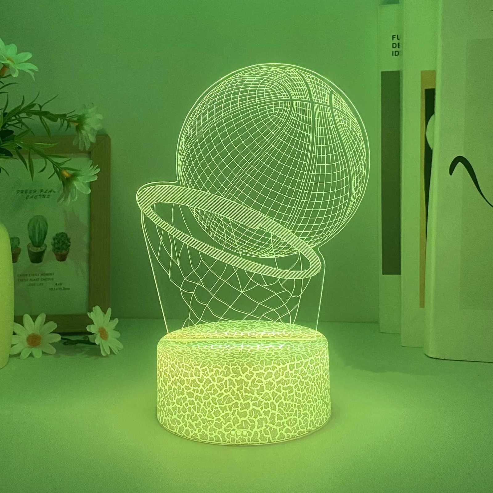 1pcs Basketball Pattern 3D Nightlight USB Atmosphere Decorative Light Holiday Gift Table Light for Family and Friends. XJ250725