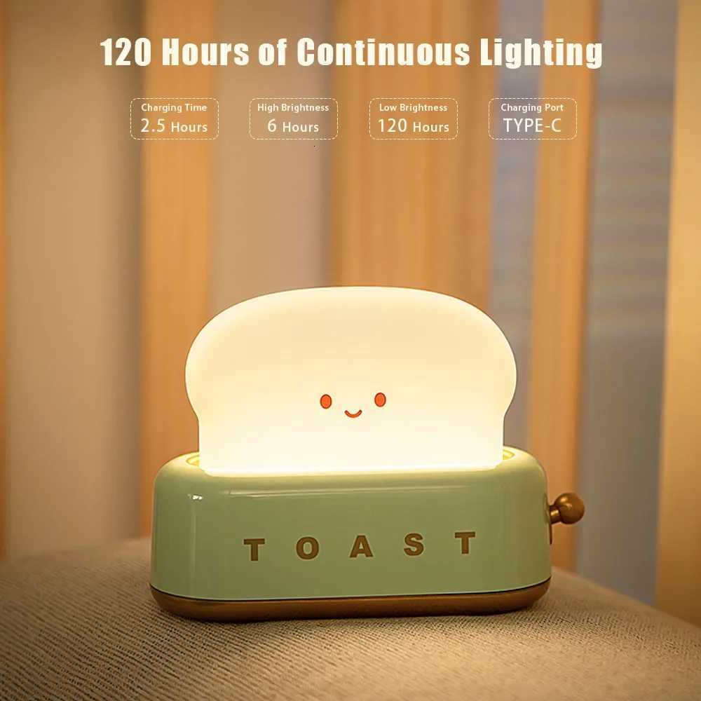 Toast Cartoon LED Night Light Cute Home Decor Kawaii Bread Table Lamps Night Breastfeeding Portable Light with Timer Tiny Lamp XJ250725