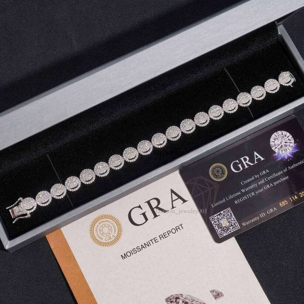 2024 New Designer jewelry Design Sterling Sier Bangle Vvs Dia Moissanite Fine Jewelry Smile Tennis Chain Bracelet for Men and Women