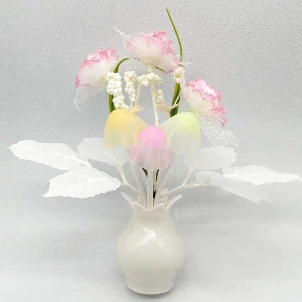 Novelty LED Night Light With Auto Sensor Energy Saving Rose Flower Mushroom Plug-in Lamp for Bedroom Living Room Kitchen XJ250725
