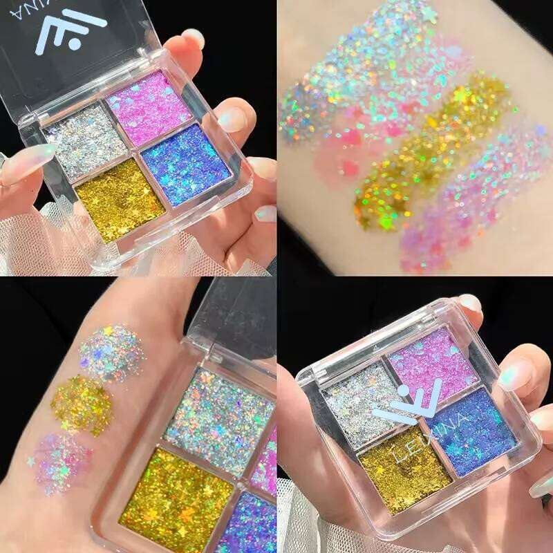 Four-color eyeshadow pearl pink sheet mini sequin elf realm eye shadow palette fine glitter makeup flash
