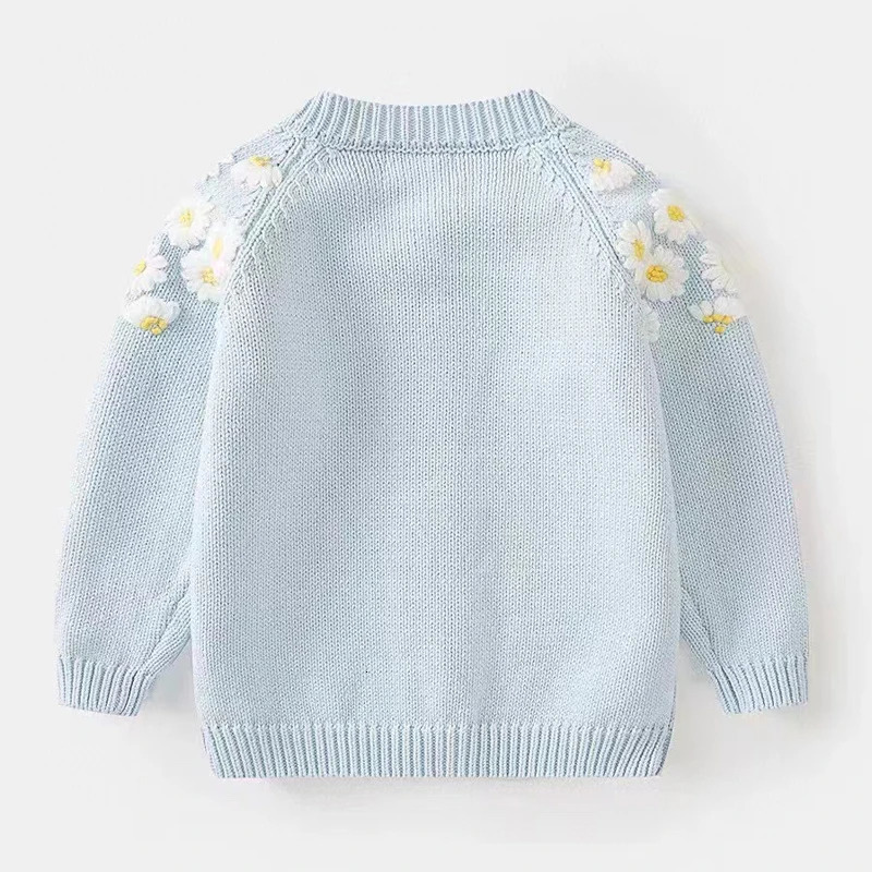 Little maven Baby Girls Sweater Lovely Light Blue Casual Clothes Autumn Children Cardigan Pretty Coat for Kids 2-7 year 250725