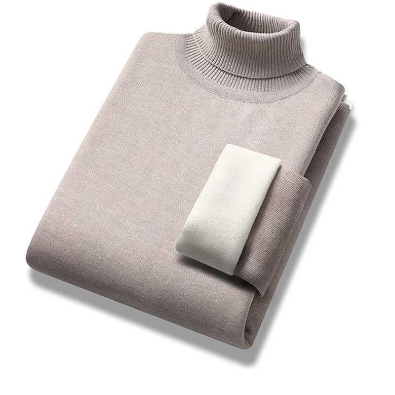 Winter Trend Sweaters Mens Solid Long Sleeved Turtleneck Pullover High Neck Fleece Warm Slim Fit Casual Sweater Jumper 4XL Z250725