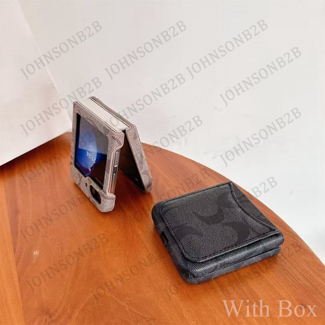 Beautiful Card Phone Case for Samsung Galaxy Z Flip 3 4 5 6 7 8 Flip3 Flip4 Flip5 Flip6 Flip7 Flip8 Luxury Embossed Leather Cases Cover with Gift Box Man Woman DHS 414