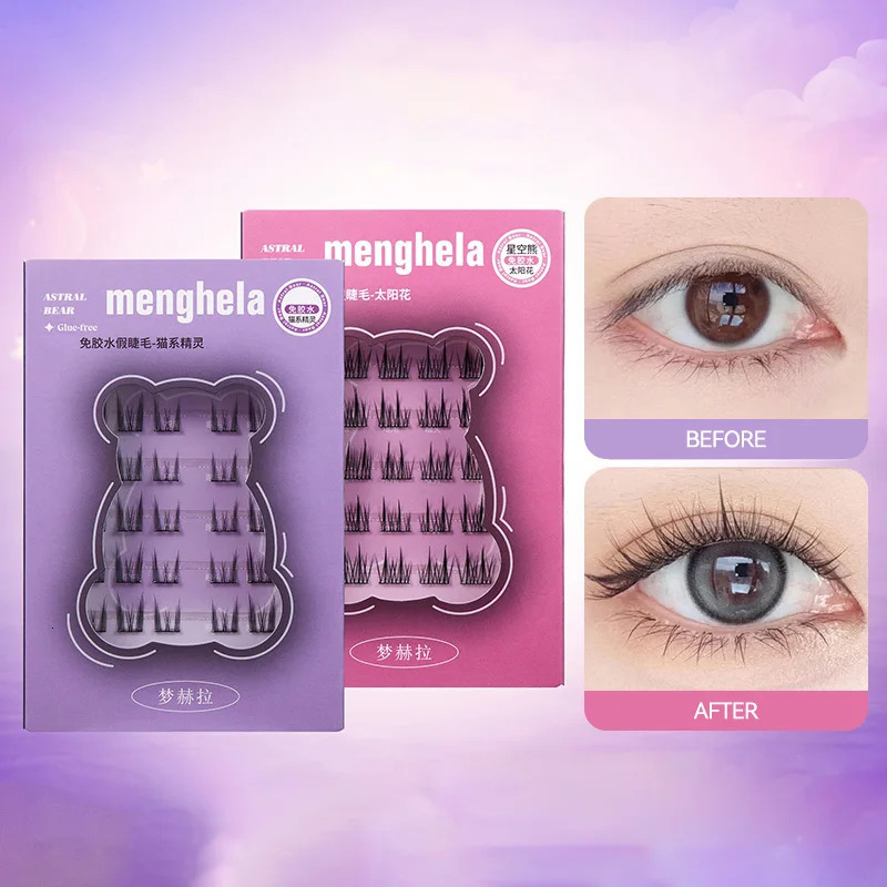 Menghela GlueFree False Eyelashes SolarFlower Style EasytoApply Segmented Clusters for Beginners FairyLike Lashes W 250714