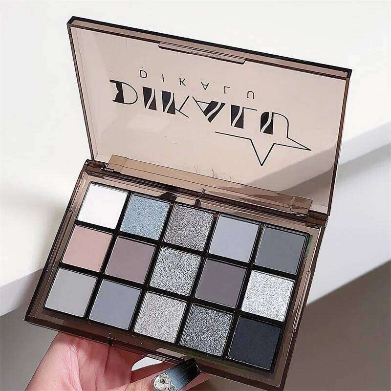 15Colors Cool Toned Black y Glitter Eyeshadow Shadow Eye Pigments Matte Palett Palette S K4W5